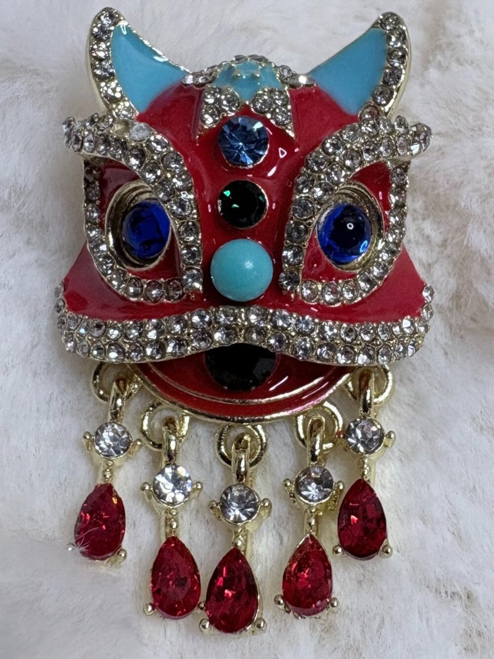 Asian Lion Mask Brooch/ Lapel Pin
